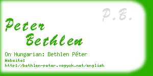 peter bethlen business card